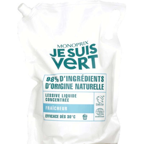 Monoprix Je Suis Vert Lessive Liquide Concentrée Fraîcheur x53 Lavages