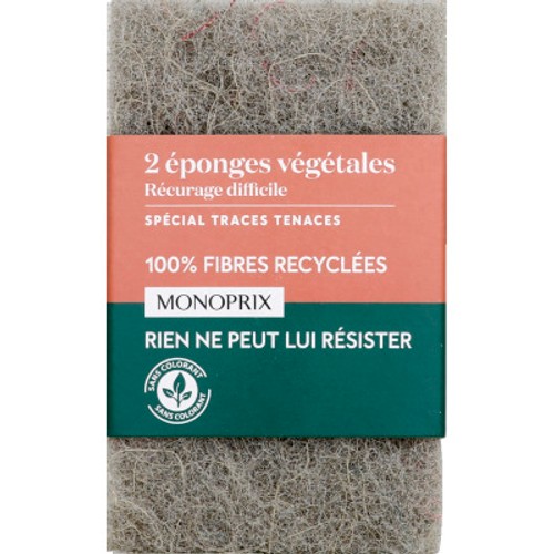 Monoprix Éponges végétales spécial traces tenaces x2
