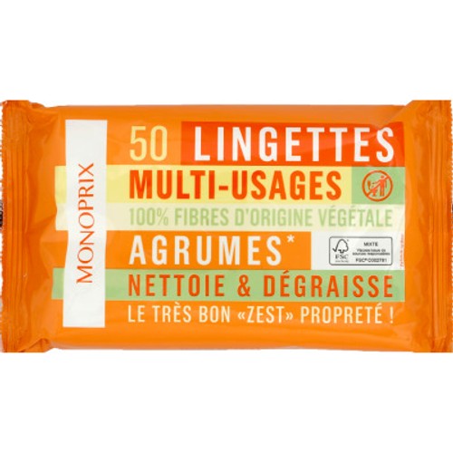 Monoprix Lingettes Multi-Usages Agrumes x50