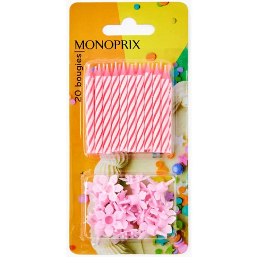 Monoprix Bougies Mini Fleurs Roses x20
