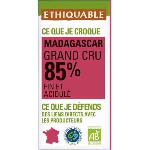 Ethiquable Chocolat Noir 85% Bio 100g