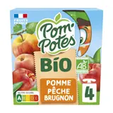 Pom'potes Compote Pêche Pomme Brugnon Bio 4x90g