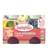Babybio Pot Bébé Pomme et Myrtille 4M  2x130g