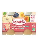 Babybio Purée de mirabelle & pomme 4M le pack de 2x130g