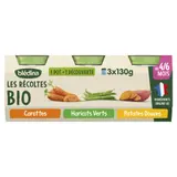 Blédina Les Récoltes Bio Petits Pots Carottes Haricots Vert - Dès 4/6 Mois - 3x130g
