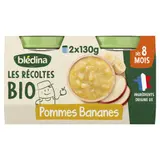 Les Récoltes Bio Pommes Bananes petits morceaux fondants 2x130g
