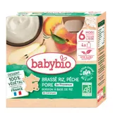 Babybio Gourde Brassé Riz Pêche Poire 4x85g