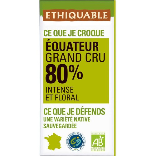 Ehiquable Chocolat Noir 80% Bio 100g