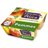 Charles & Alice Compote Pomme sans sucre ajoutée 4x100g
