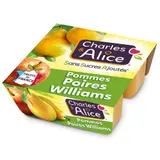 Charles & Alice Desserts Pommes & Poires Williams sans sucres ajoutés 4x100g