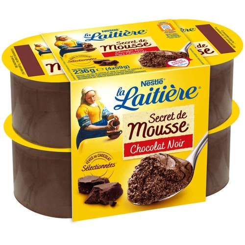 La Laitière Secret Mousse chocolat noir 4x59g