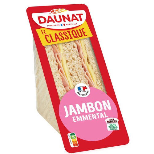 Daunat Sandwich le club classique jambon emmental 160g
