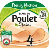 Fleury Michon Blanc De Poulet Halal Tranches Fines x4
