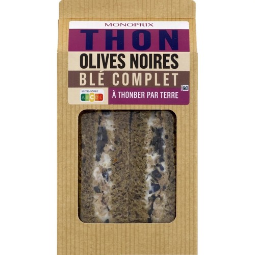 Monoprix Sandwich Thon olives noires blé complet 150g