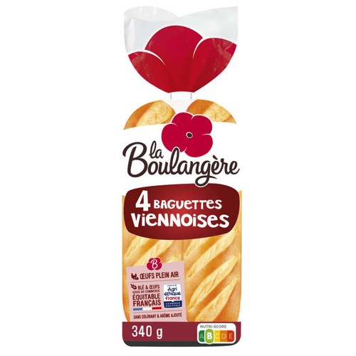 La Boulangère 4 Baguettes viennoises nature 340g