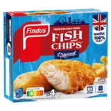 Findus Poisson Pané Colin Façon Fish & Chips MSC Filet x4 100g