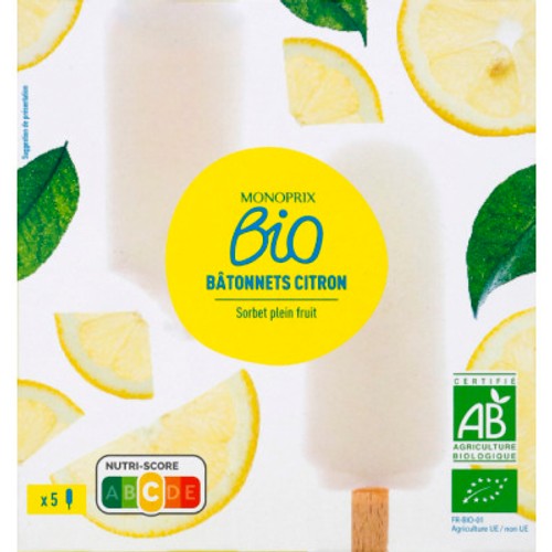 Monoprix Bio Bâtonnets citron 300g