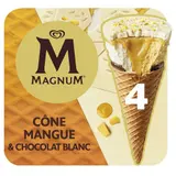 Magnum Glace Cône Mangue & Chocolat Blanc x4 260g