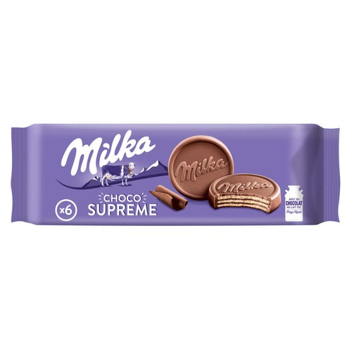 Milka Choco Suprême Biscuits Gaufrettes enrobés de Chocolat au Lait 180g