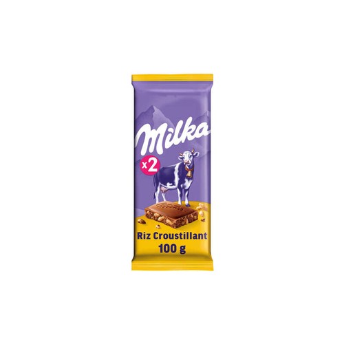 Milka Tablette Chocolat Au Lait Et Au Riz Croustillant 2x100g