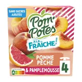 Pom'Potes Compotes à la Fraiche Goût Pomme Pêche Pamplemousse 4x90g