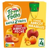 Pom'Potes Compote Pomme Abricot Pêche & Pomme Abricot Mirabelle 4x90g