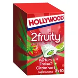 Hollywood 2Fruity Fraise Citron Vert sans sucres 3x10 Dragées 66g