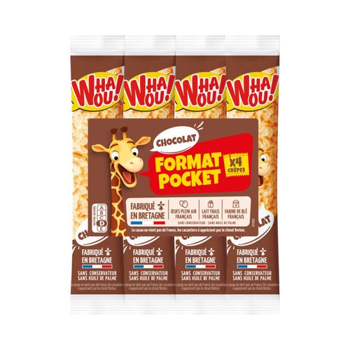 Whaou! Crêpes Chocolat Format Pocket x4- 128g