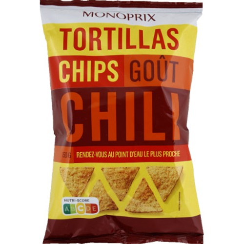 Monoprix Tortillas chips goût chili 150g