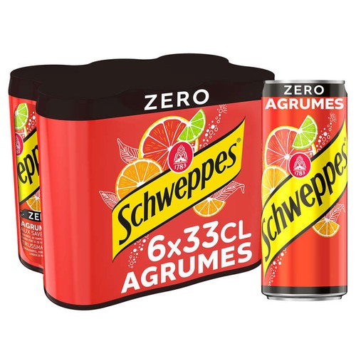 Schweppes Zéro Agrumes Boisson Gazeuse Le pack de 6x33cl