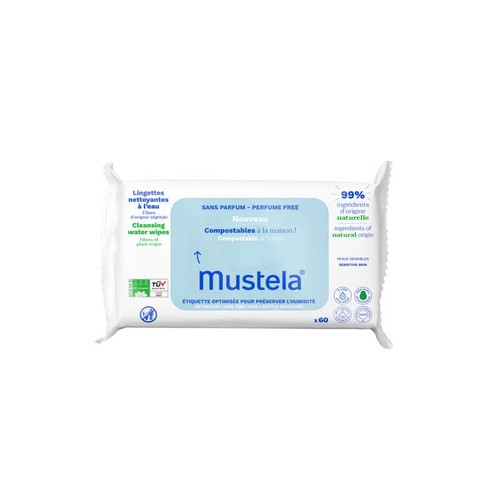 [Para] Mustela Lingettes nettoyantes à l'eau sans parfum  x60