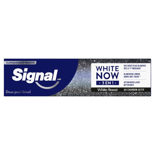 Signal White Now Dentifrice Blancheur 3en1 White Boost Charbon actif 75ml