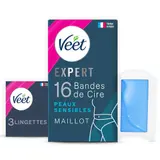 Veet Expert Bandes de Cire Froide Maillot Peaux sensibles x16