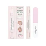 Manucurist Glossy Booster Duo - Peeling exfolliant et Polissoir pour ongles – Brillance et Éclat