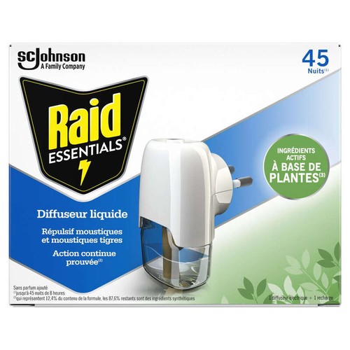 Raid Diffuseur Liquide Répulsif Moustiques & Moustiques Tigres 45 nuits