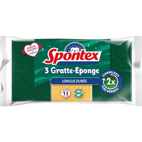 Spontex Gratte-Éponge Longue Durée x3