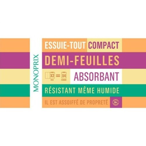 Monoprix Essuie-tout compact demi-feuilles absorbant