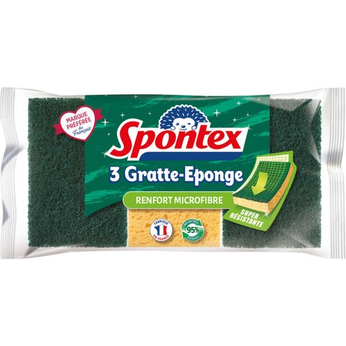Spontex Gratte-Éponge Renfort Microfibre x3