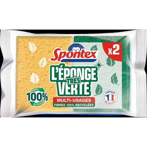 Spontex Éponges Végétales Grattantes-Fibres recyclées x2