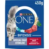 Purina One Croquettes Chat Stérilisé Au Bœuf Et Blé 450g