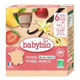 [Par Naturalia] Babybio Gourde Bébé Pommes Fraises Vanille 6M 4X90gBio