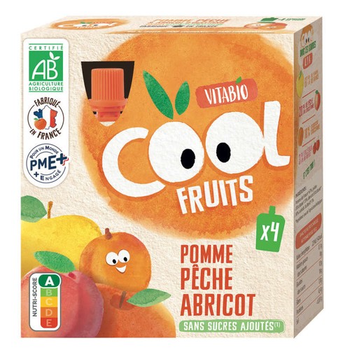 [Par Naturalia] Vitabio Cool Fruits Pomme Pêche Abricot & Acerola Bio 4x90g
