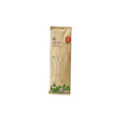 ACTUEL Kit couverts bois + serviette, 1 kit