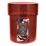 Ambiances Devineau Bonbonnière laquée prune avec capot transparent rempli de bougie parfumée Bois d'Acajou, 1 bougie