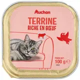 Auchan Barquette Terrine riche en boeuf pour chat, 100g