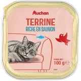 Auchan Barquette Terrine riche en saumon pour chat, 100g