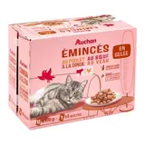 Auchan Sachets Émincés en gelée à la viande pour chat stérilisé, 12x100g