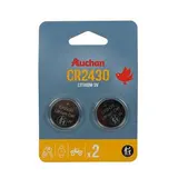 Auchan 2 piles lithium bouton CR2430 3V, 2  plies