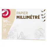 Auchan Pochette papier millimétré A4, 12 feuilles 90g/m²