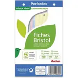 Auchan Fiches bristol perforées couleurs assorties 12,5x20cm petits carreaux, 100 fiches